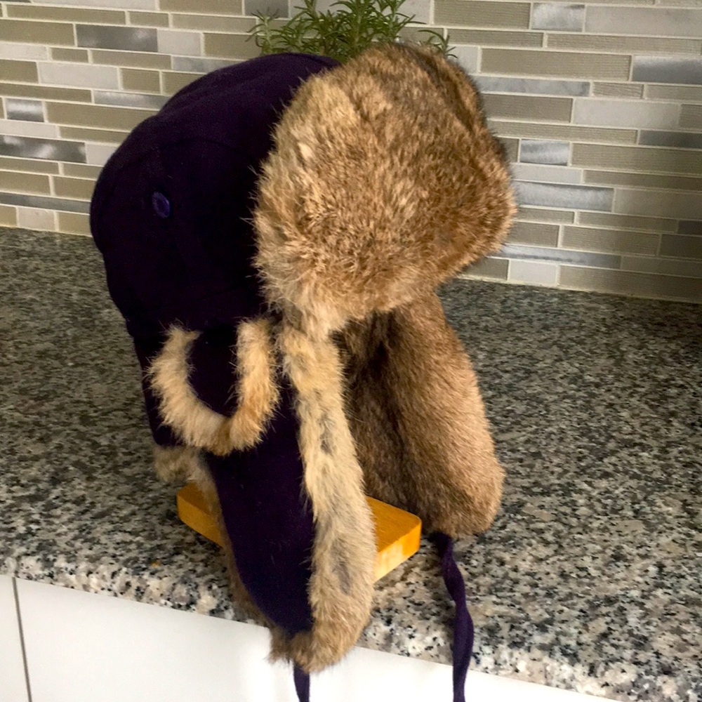 Crown Cap Paul Leinburd Rabbit Fur Wool Aviator Trapper Hat NWOT